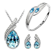 Conjunto azul de la joyería de plata del ajuste 925 del Topaz azul Wholesales